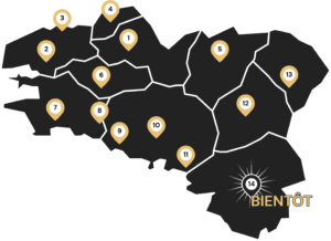 Carte des différents dépôts Cozigou